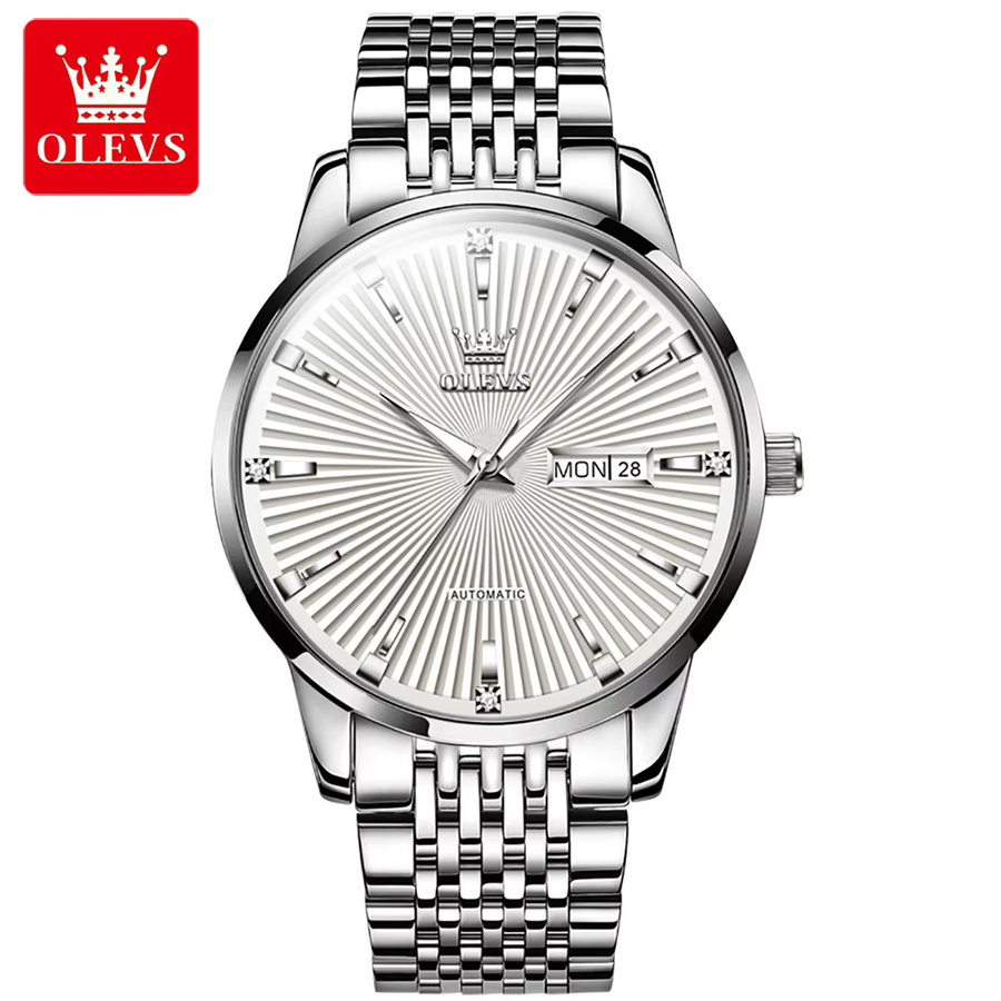 OLEVS Armbanduhr Automatik, Edelstahl, Silber, Herren - Bild 7