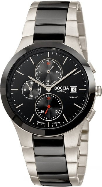 Boccia Chronograph Herrenuhr, Quarz, Keramik, Titanium, 39 mm, Schwarz, 5 ATM - Bild 1
