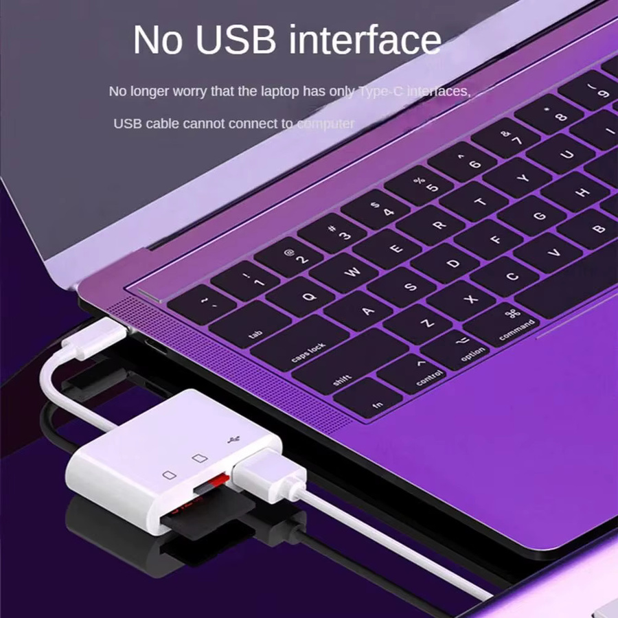 All-in-1 USB Hub Dockingstation mit SD und TF Kartenleser sowie USB-A und USB-C OTG Adapter in Weiß für iPhone, iPad, MacBook und PC - Bild 6