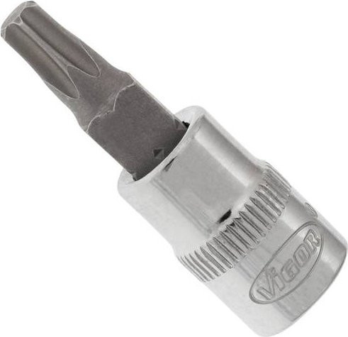 Vigour Schraubendreher-Einsatz T27 V2130N, Vierkant hohl 6,3 mm (1/4 Zoll), Innen TX Profil, Silber - Bild 1