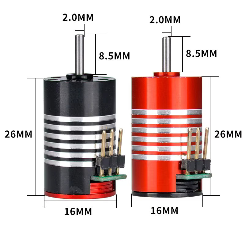 PYFORE Mini RC Bürstenloser Motor, Zubehör, 1:24, Schwarz, Metall - Bild 1