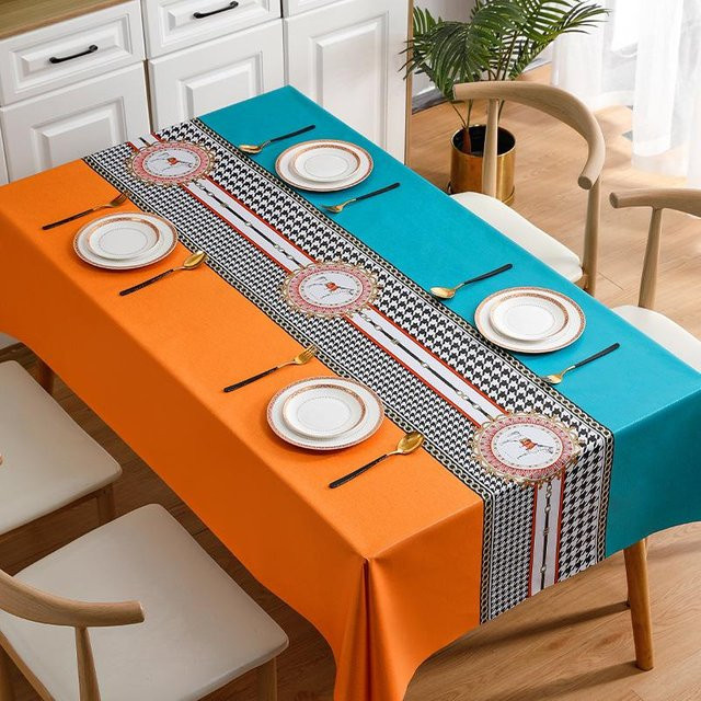 Yiran Furniture Tischdecke im nordischen Design aus PVC, rechteckig, blau, B/T: 120 x 120 cm - Bild 1