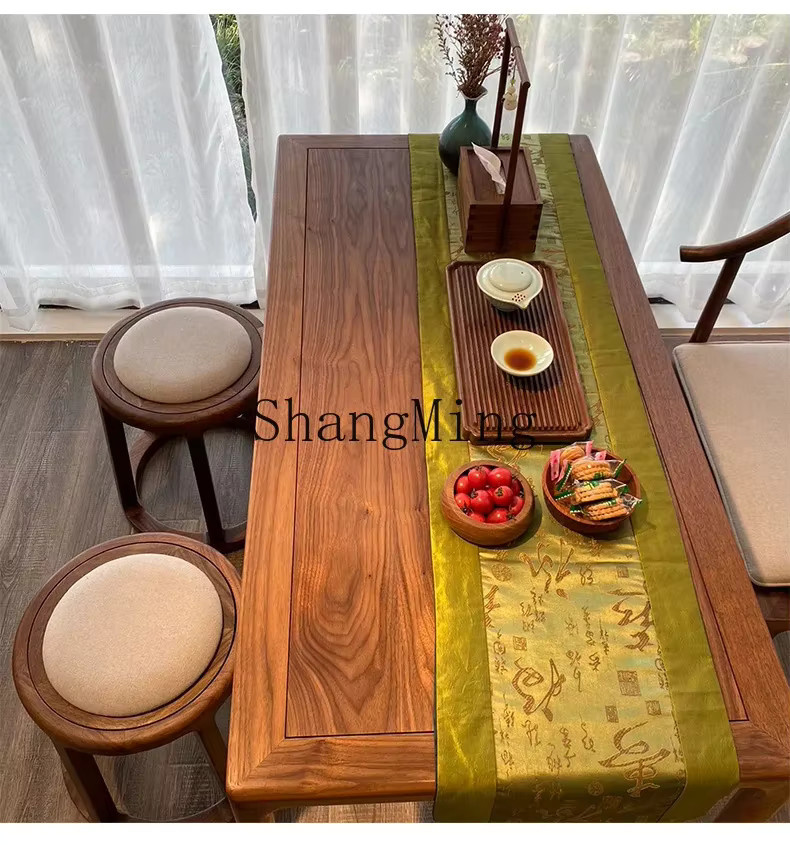 SM Home Zen Teehocker aus Massivholz in Braun mit Stoffbezug, runder Hocker im orientalischen Design - Bild 4