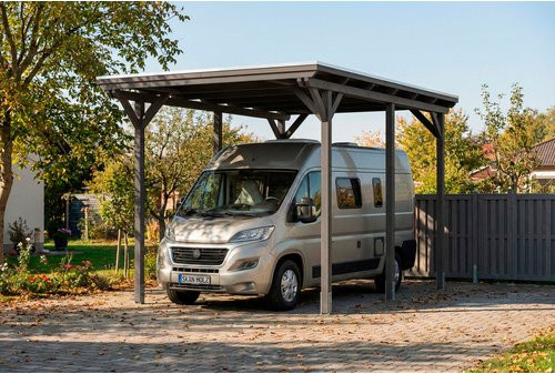 SKANHOLZ Caravan-Carport Emsland aus Fichte mit Stahl-Flachdach in Schiefergrau, B: 402 cm, T: 604 cm - Bild 1
