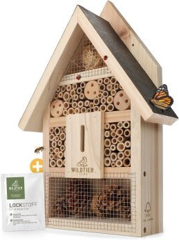 Wildtier Liebe Insektenhotel aus Holz in Braun inklusive Lockstoff