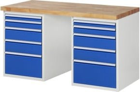 Rau Werkbank 7511A3 in Weiß mit 10 Schubladen, B: 150 cm, T: 70 cm, H: 84 cm - Bild 1