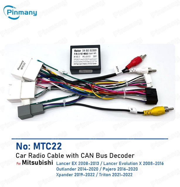 MTC22 Kabelbaum mit Rockford Fosgate Verstärker und CAN-Bus-Decoder für Mitsubishi Xpander, Pajero, Outlander und Lancer EX - Bild 1