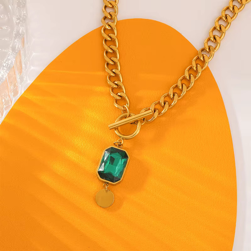 Eilieck Halskette, Edelstahl, Gold, Zirkonia, Kristall, Damen - Bild 4