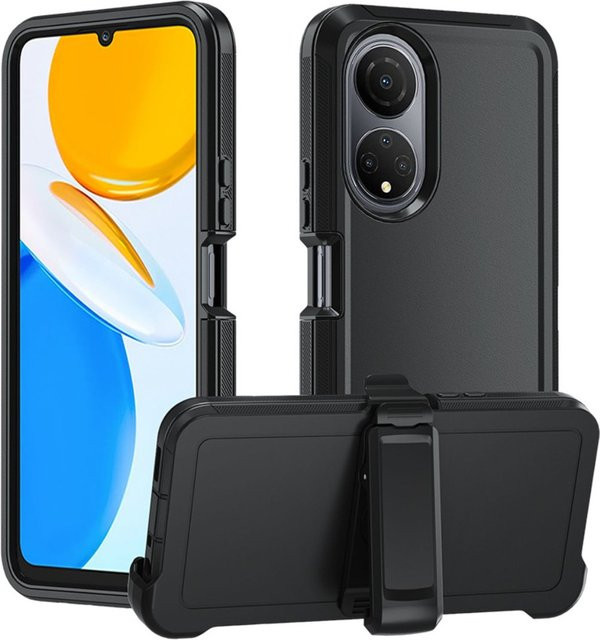 Militärische Hybrid-Schutzhülle für Honor X9 X8 X7 X6 A B C D 400 Magic 8 7 6 Lite Pro mit Clip und 3-lagigem Defender in Schwarz und Purple Blue - Bild 1