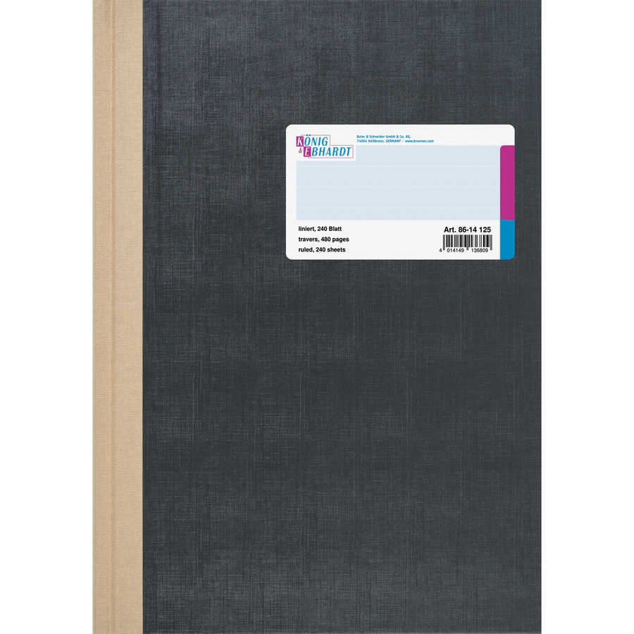 König & Ebhardt Geschäftsbuch DIN A4 Hardcover Liniert in Schwarz oder Grau - Bild 2