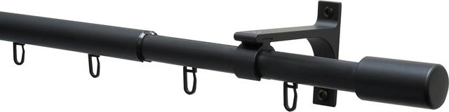 Gardinia Gardinenstangen-Set Thasos aus Metall, Schwarz, ausziehbar von 100 bis 190 cm, Durchmesser: 19/22 mm - Bild 1