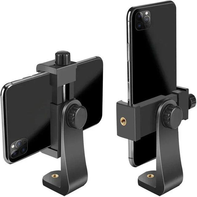 Universal 360-Grad Handy Clip Stativhalterung mit 1/4 Zoll Schraube in Schwarz für iPhone und andere Smartphones - Bild 1