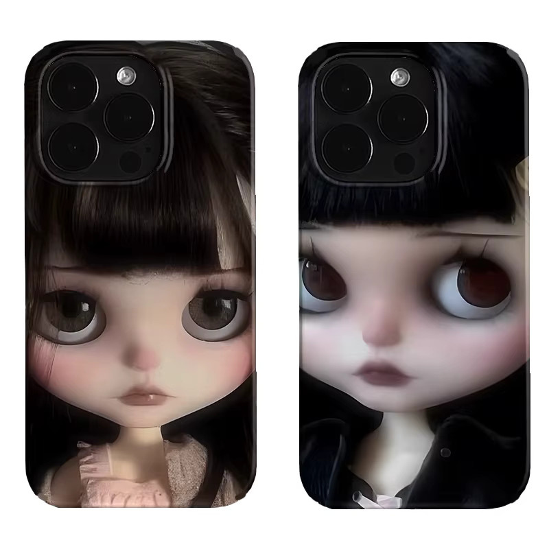 Handyhülle mit dunklem süßem Mädchen-Puppen-Design für iPhone Modelle, glänzende Folie, harte PC-Abdeckung, Multicolour - Bild 2