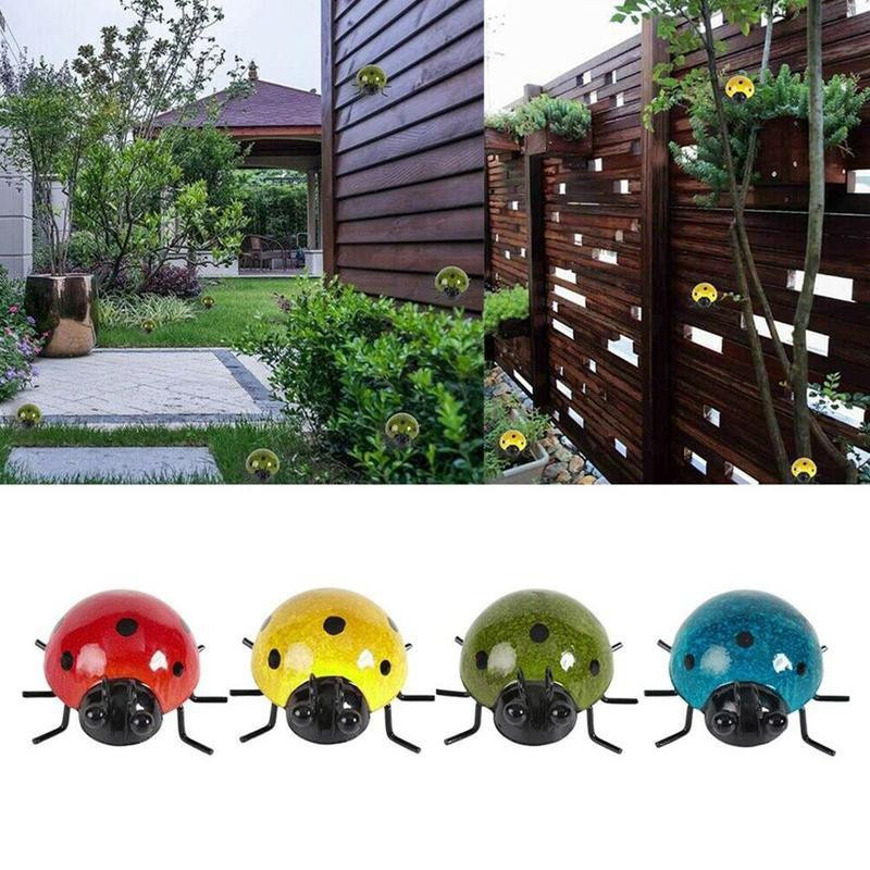 Li You Top Super-056 Marienkäfer Metall Figur als Gartenornament und Zaunaufhänger in Rot - Bild 4