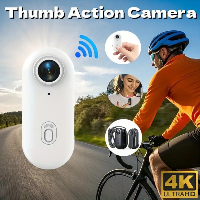 JETO Action Camera 4K Mini Wireless POV Recorder mit Wi-Fi, Wasserdicht, Weiß, 128GB - Bild 1