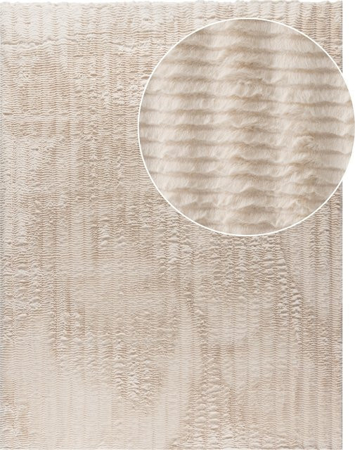 Fellteppich Arnia in Creme, rechteckiger Kunstfellteppich im skandinavischen Design, Breite: 80 cm, Länge: 150 cm - Bild 1