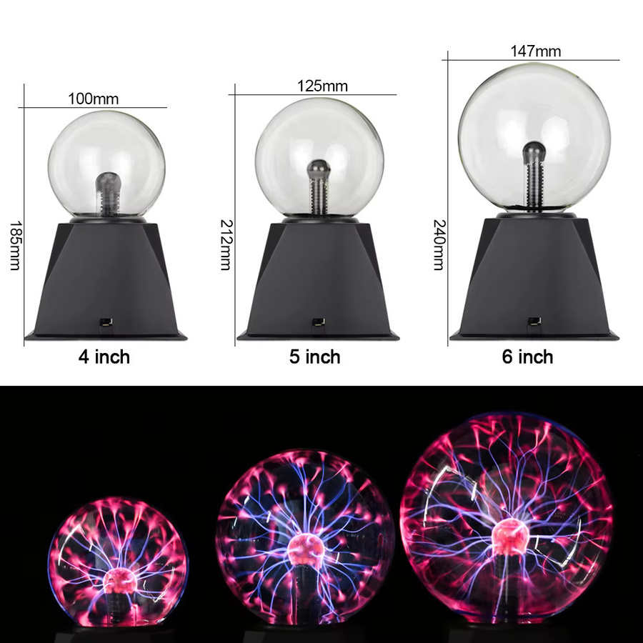 YNL Magische Kristall Plasma Ball Touch Lampe mit LED RGB Atmosphäre Nachtlicht in Schwarz und Transparent - Bild 4