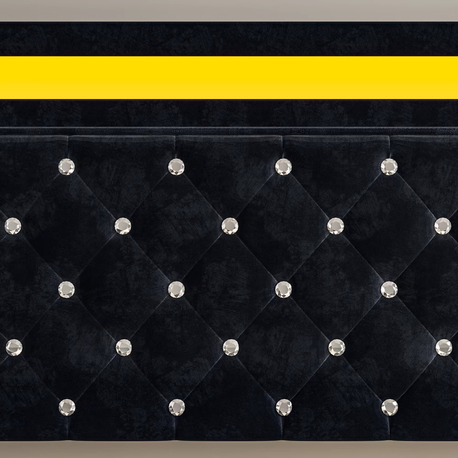 Rosahqnda Doppelbettgestell aus Samt mit LED-Beleuchtung, verstellbarem Kopfteil und hydraulischem Stauraum, B/T/H: 140 x 200 cm, Schwarz - Bild 6