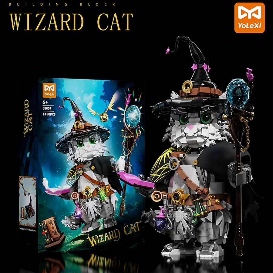 wishiot Wizard Katze Magie Tier Bausteine Set mit 1458 Teilen, Mehrfarbiges Kreatives Montage Spielzeug für Kinder ab 6 Jahren - Bild 2