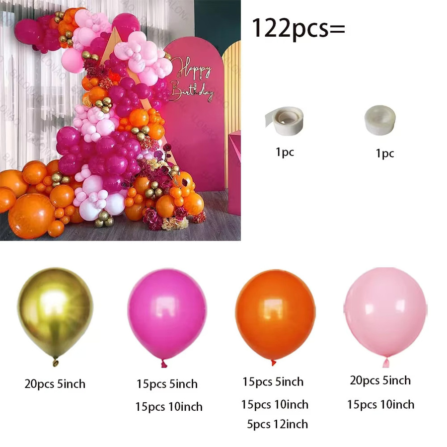 BALONAQ Mexikanisches Karneval Ballon-Girlandenbogen-Set, 122 Stück, Bunte Regenbogen-Farben, Ethnic Party-Dekoration für Geburtstag und Feiern - Bild 2
