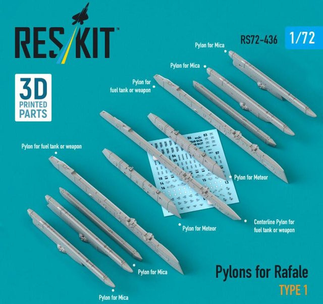 ResKit Models Pylons for Rafale type 1, 3D Printed - Bild 1