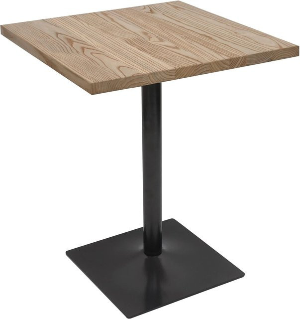 CHEFGASTRO Bistrotisch Industrial Design aus Ulme Massivholz und Metall in Hellbraun und Schwarz, B/T/H: 75 x 70 x 70 cm - Bild 1
