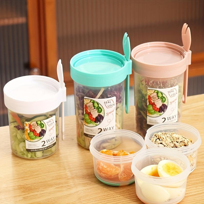 YC Direct Tragbares Obstsalat Müsli und Joghurtbecher-Set aus Kunststoff, Weiß, Auslaufsicher und Spülmaschinenfest - Bild 3