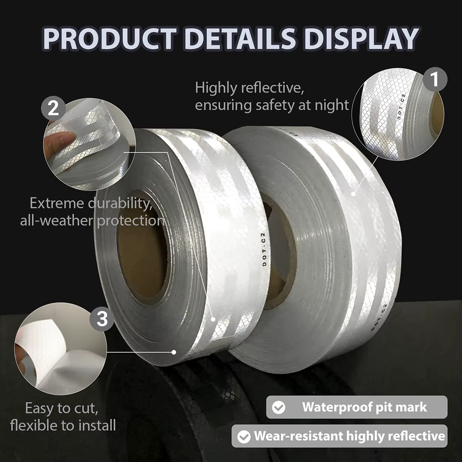 Weißes reflektierendes Klebeband DOT-C2 als Sicherheitswarnung und wasserdichter reflektierender Streifen für LKW und Van - Bild 3