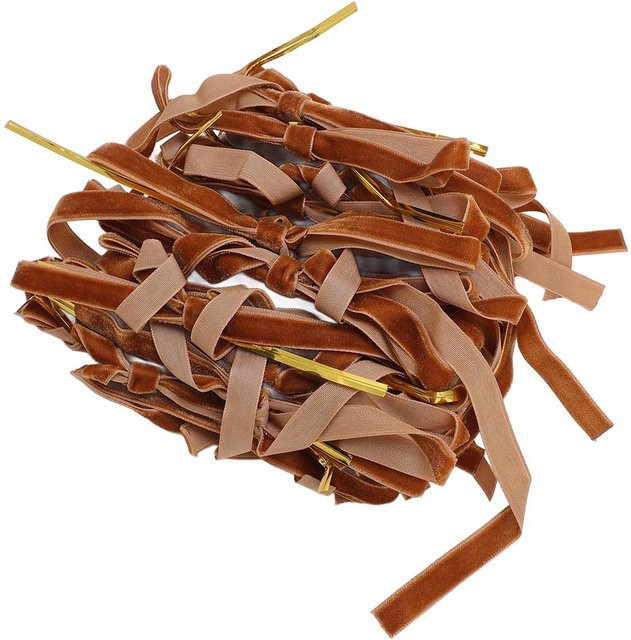 24 Stück Samtband Schleifen von Koogeelife in Dunkelbraun zur Dekoration von Geschenken, Kränzen und Blumen - Bild 1