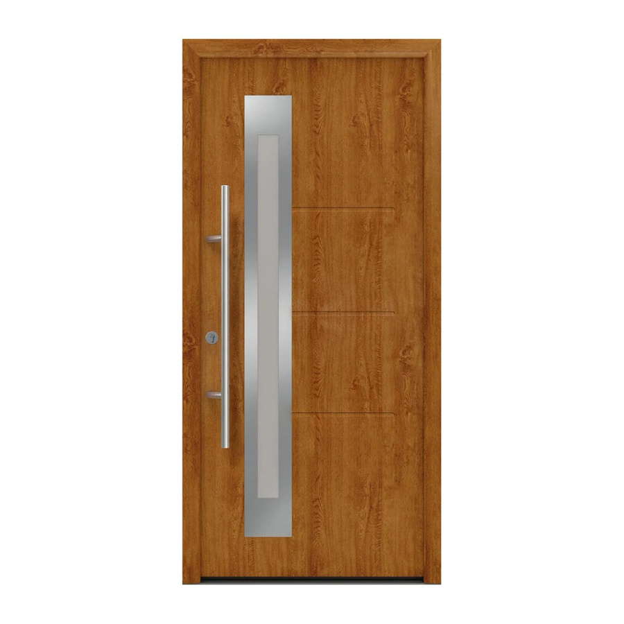 EcoStar Haustür Isopro Secur IPS 780S in Golden Oak, Farbe: Braun, mit Glaseinsatz, Material: Stahl und Aluminium, Sicherheit: RC2, B/H: 110 cm x 210 cm, DIN Links - Bild 2