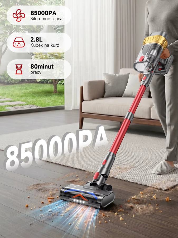 Tdyon Kabelloser 2-in-1 Handstaubsauger in Weiß mit 750W Leistung, 85000Pa Saugkraft und 2,8L Staubbehälter - Bild 2