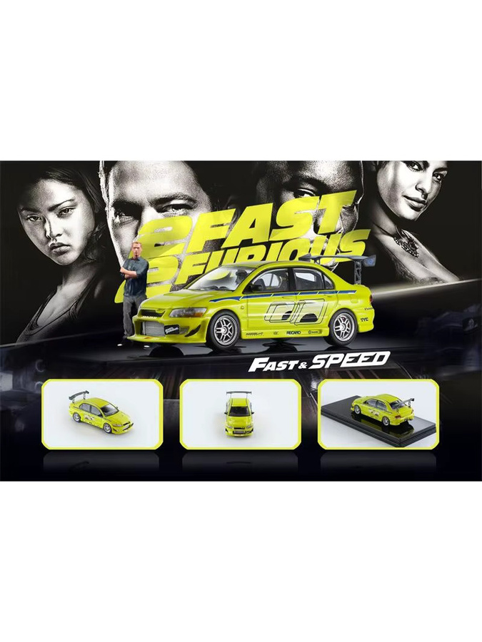 Moreart Figures Fast & Furious Eclipse s2000 Lancer EVO VII, Druckguss-Modellauto, 1:64, Grün - Bild 2