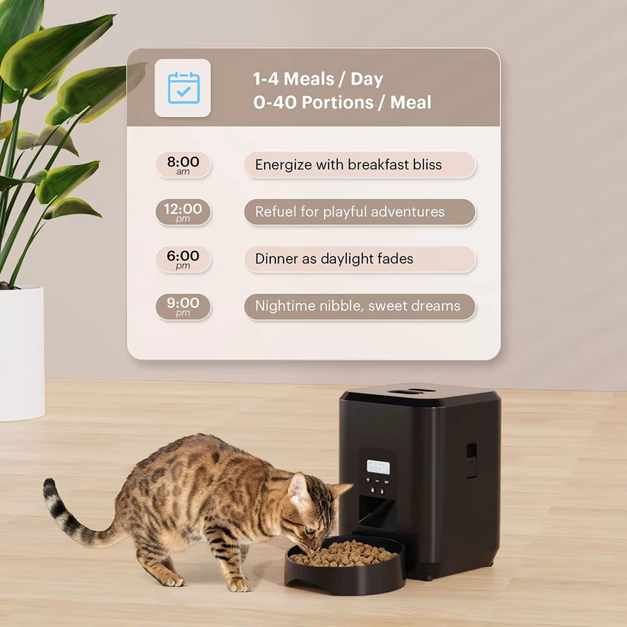 VOFORD Intelligenter Futterautomat für Katzen und Hunde, Automatischer Zeitgesteuerter Fütterer mit Quantitativer Fütterung, Weiß oder Schwarz - Bild 4