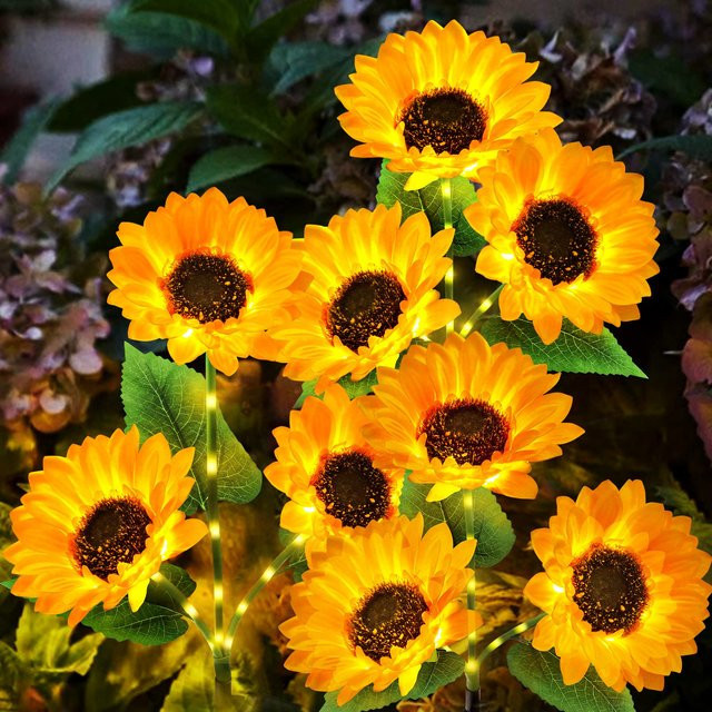 Solar Sonnenblumen LED Lichterkette Wasserdicht für Garten und Außenbereich in Gelb mit warmweißem Licht - Bild 1