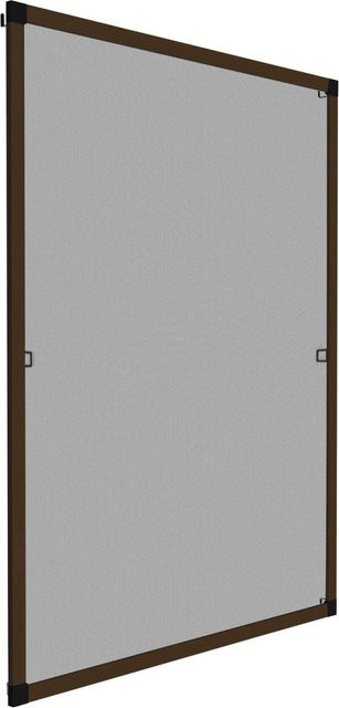 Tectake Fliegengitter mit Aluminiumrahmen für Fenster, wetter- und UV-beständig, Braun, B: 100 cm, H: 120 cm - Bild 1