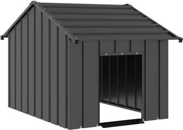 vidaXL Hundehütte aus Metall in Anthrazit mit wetterfestem Dach, B/T/H: 83 x 130 x 85 cm