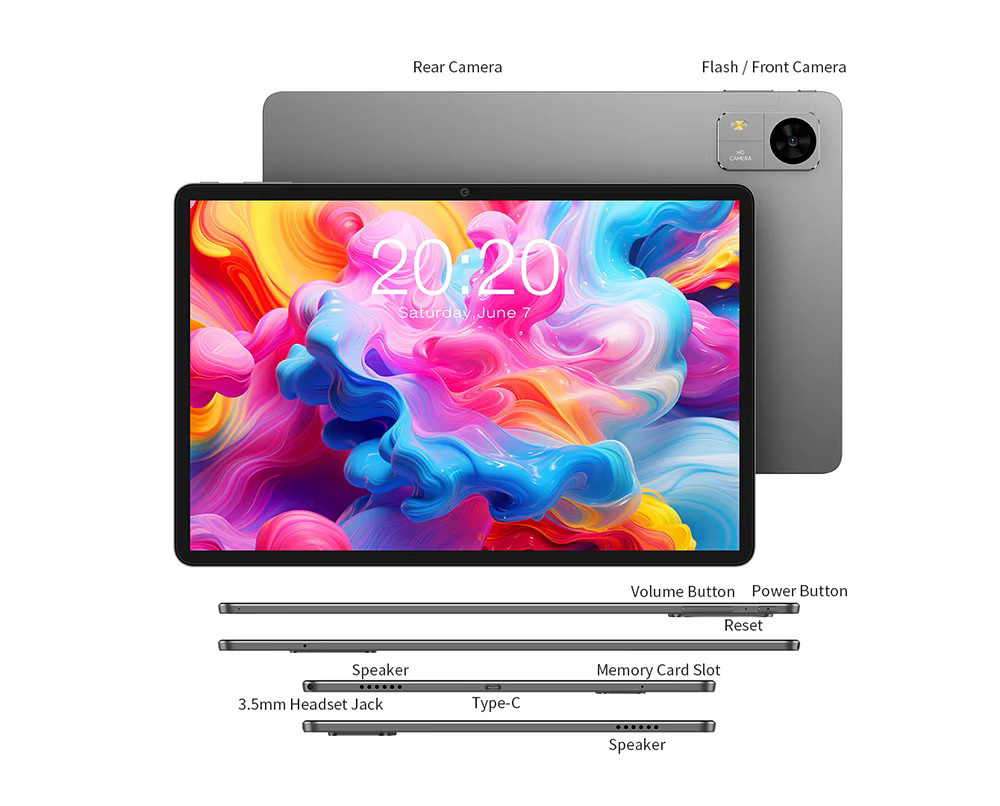 Teclast M50T Tablet mit 10,1 Zoll IPS-Bildschirm, Android 16, 4 GB RAM, 128 GB ROM, 7000 mAh Akku, Grau - Bild 8