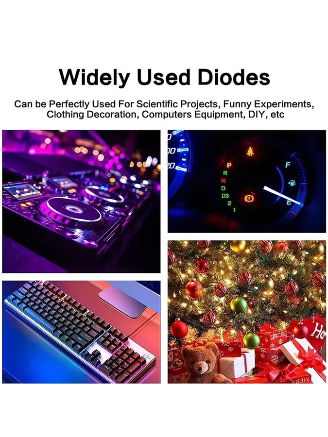 YTDMEN LED-Set mit 100 oder 200 ultrahellen runden 5 mm LED-Dioden Typ F5 in den Farben Weiß, Rot, Blau, Grün und Gelb für dein DIY-Elektronikprojekt - Bild 4