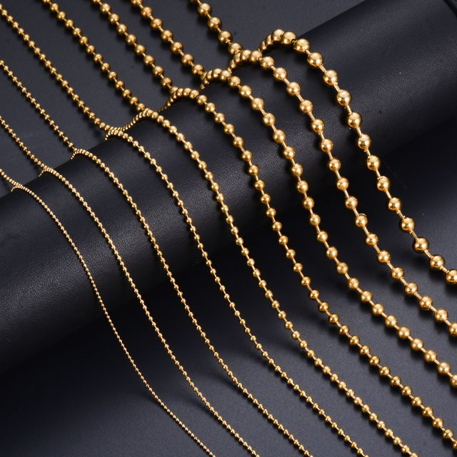 Amerixun Halskette, 18K Gold überzogen, Edelstahl, Kugel Kette, 1,2-6mm - Bild 1