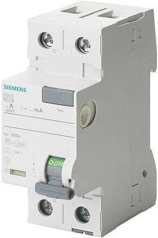 Siemens FI-Schutzschalter 5SV3111-6KL, 2-polig, 16A, 0,01A, 230V, weiß - Bild 1