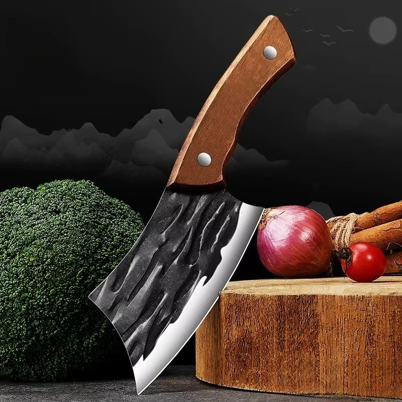 PLYS Fleischbeil und Mehrzweck-Küchenmesser aus Edelstahl mit Holzgriff in Silber - Bild 2