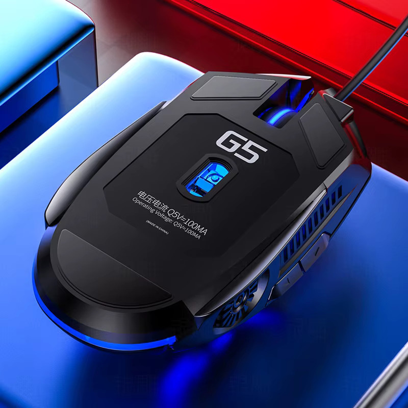 HXSJ G5 Mute Gaming-Maus mit RGB-Beleuchtung, mechanisch, 3200 DPI, 6 Tasten, Weiß - Bild 4