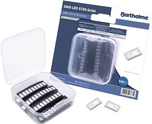 Barthelme SMD-LED-Set 5730 Grün 8000 mcd 120° 150mA 3V 100 Stück - Bild 1