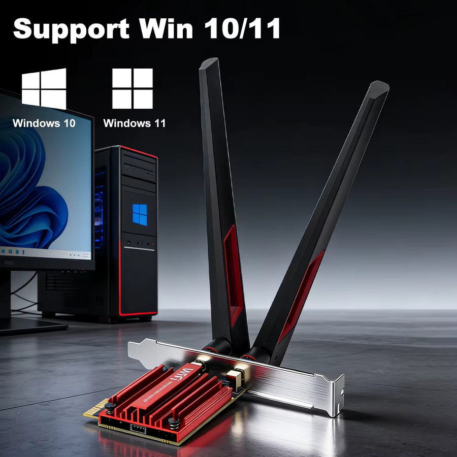 Fenvi WiFi 7 PCIe Netzwerkkarte mit Bluetooth 5.4, Tri-Band 5400Mbps (6GHz/5GHz/2.4GHz) Drahtlose Ethernet-Karte für PC mit Windows 10/11 - Bild 5