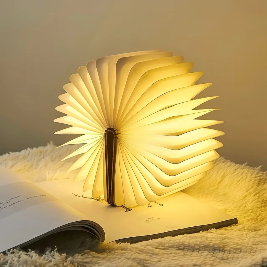 Heinast LED Holz Buchlampe als USB Nachttischlampe mit 3-farbigem Licht für Kinder und Schlafzimmer - Bild 4