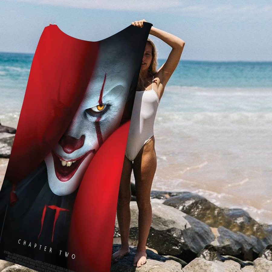 Strandtuch Creative Man Pennywise Clown aus dem Horrorfilm It für Kinder, weiß und mehrfarbig, B: 30 cm, H: 60 cm - Bild 3