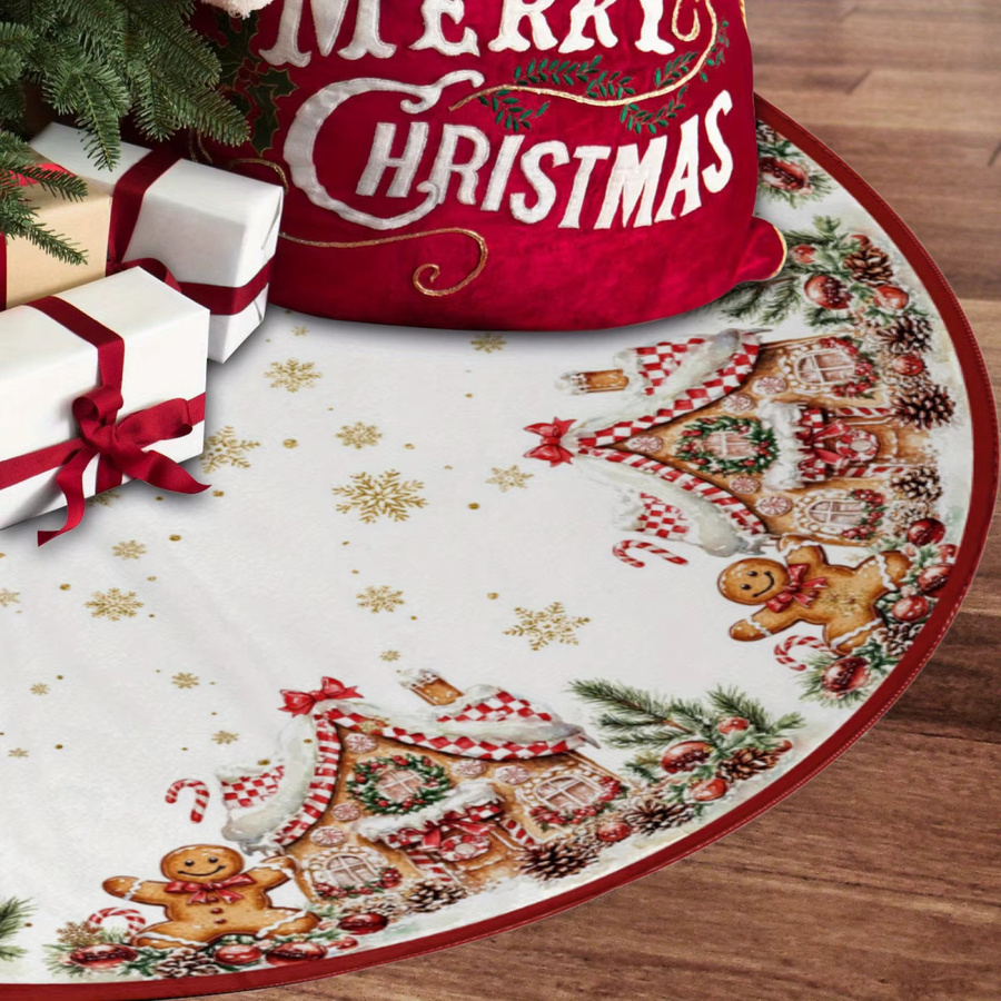 VIKAMA Weihnachtsbaumrock mit Cartoon-Lebkuchenmann Design in Mehrfarbig, Textil-Deko für deinen Weihnachtsbaum - Bild 5