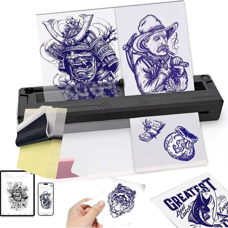 Usiriy Kabelloser Tattoo-Transfer-Schablondrucker mit Bluetooth und Wi-Fi, Thermischer Tattoo-Transfermaschine in Schwarz, kompatibel mit Telefon, Tablet und PC - Bild 6