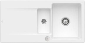 Villeroy & Boch Siluet 60 R Flat bündige Keramikspüle mit Ablaufgarnitur und Exzenter in Stone White - Bild 1
