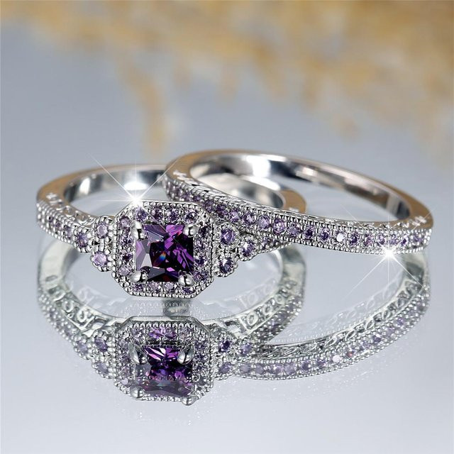 Yiran Jewelry Ring, Lila Zirkonia, Silber, Damen - Bild 1